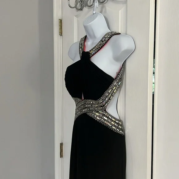 Adam Black Backless Halter Gown - Picture 6 of 9